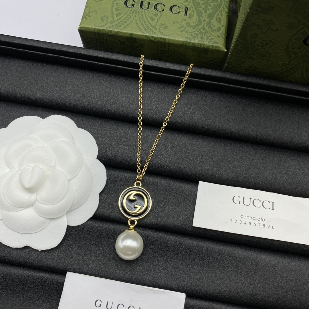 Two-Tone Pearl & Geometric Jewelry Set: Necklaces + Earrings