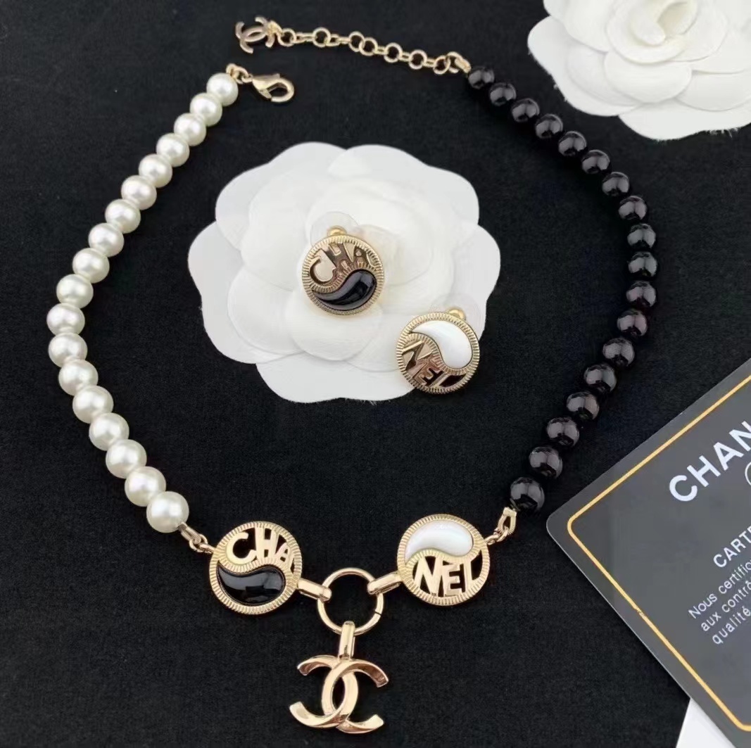 Gold-Toned Dual-Tone Jewelry Set (3 Earring Styles, Necklace)