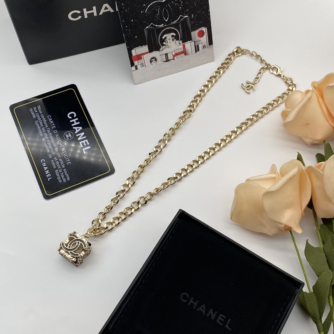 Black & White Enamel Letter Jewelry Set (Necklace, Bracelet, Earrings) in Gold Tones