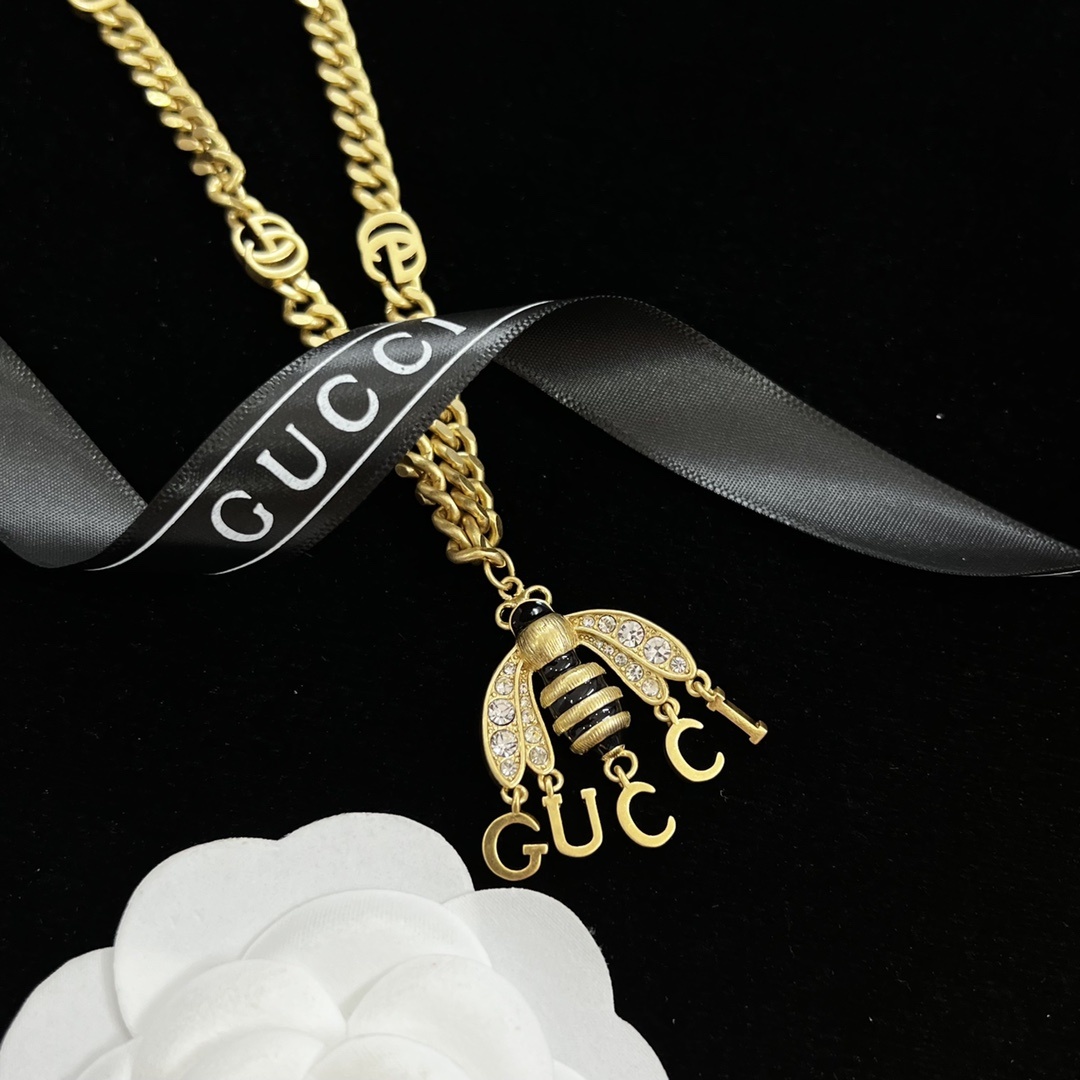 Gold-Tone Bee & Letter Jewelry Set: Necklace, Bracelet, 2 Earring Styles, Hair Clip & Ring