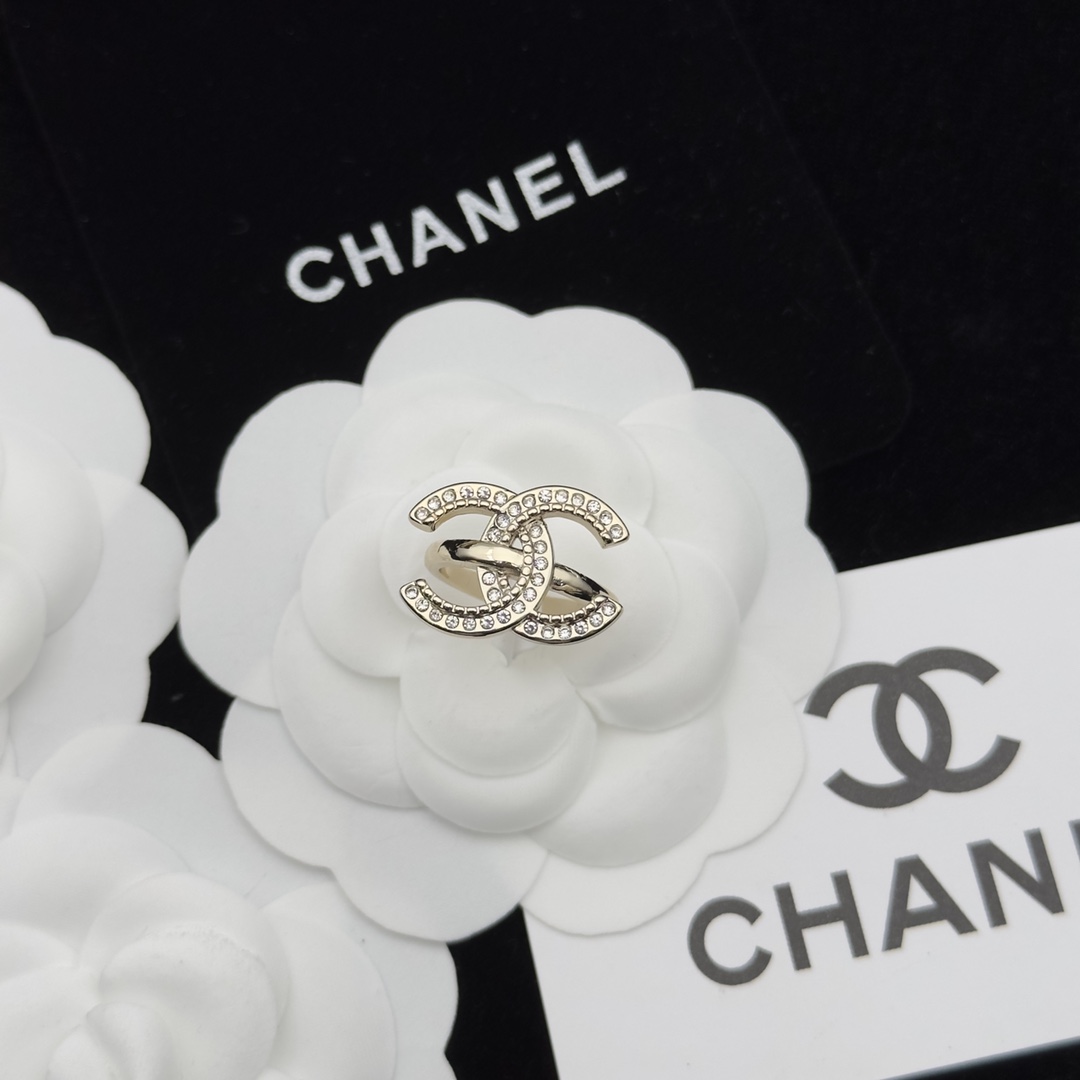 Gold-Tone Open Ring with Crystal-Encrusted Double-Loop Motif