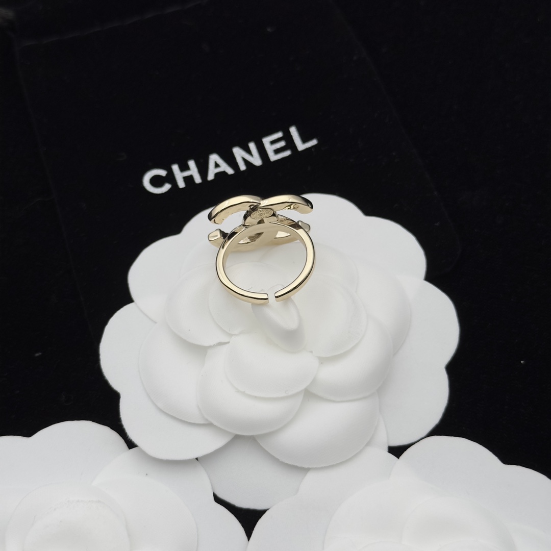 Gold-Tone Open Ring with Crystal-Encrusted Double-Loop Motif