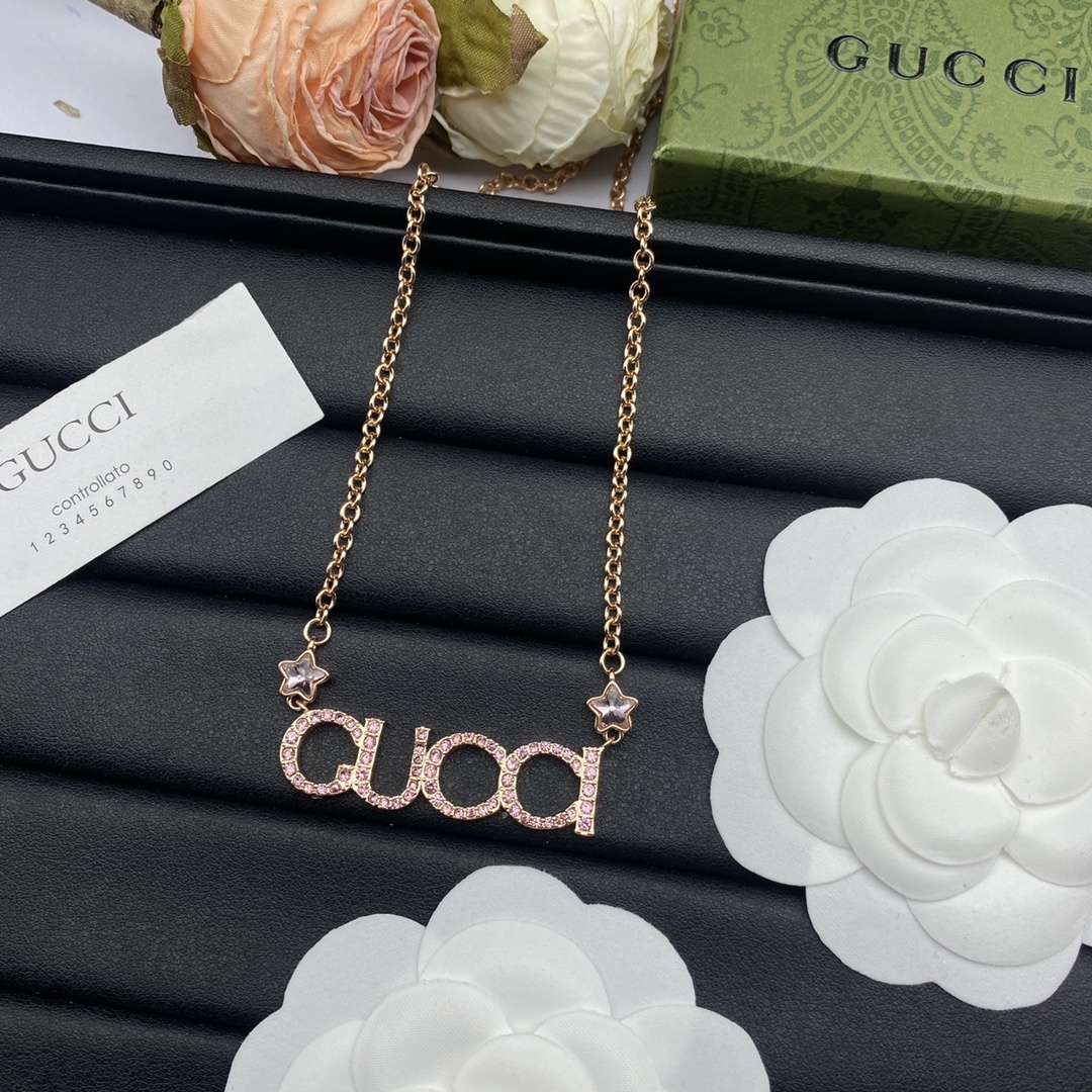 Rose Gold-Tone Pink Crystal Letter Jewelry Set: Necklace, Bracelet, Earrings, Hair Clip, Brooch & Open Ring