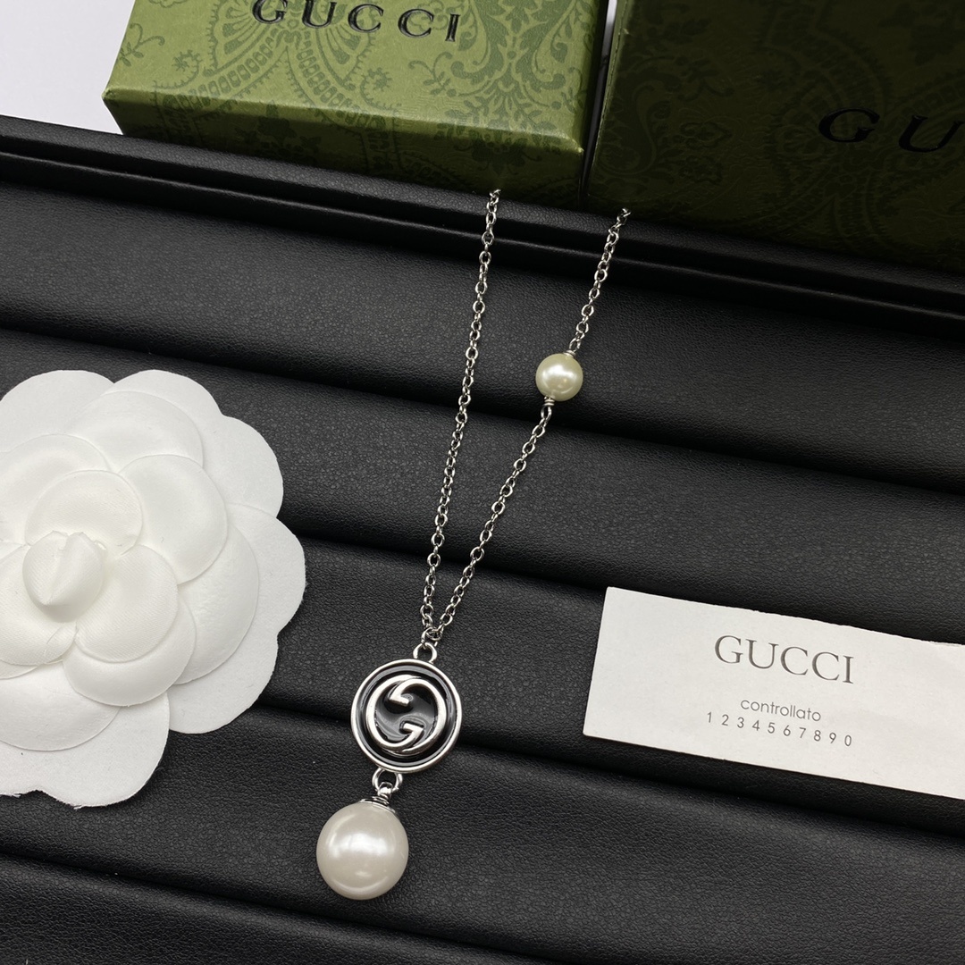 Two-Tone Pearl & Geometric Jewelry Set: Necklaces + Earrings