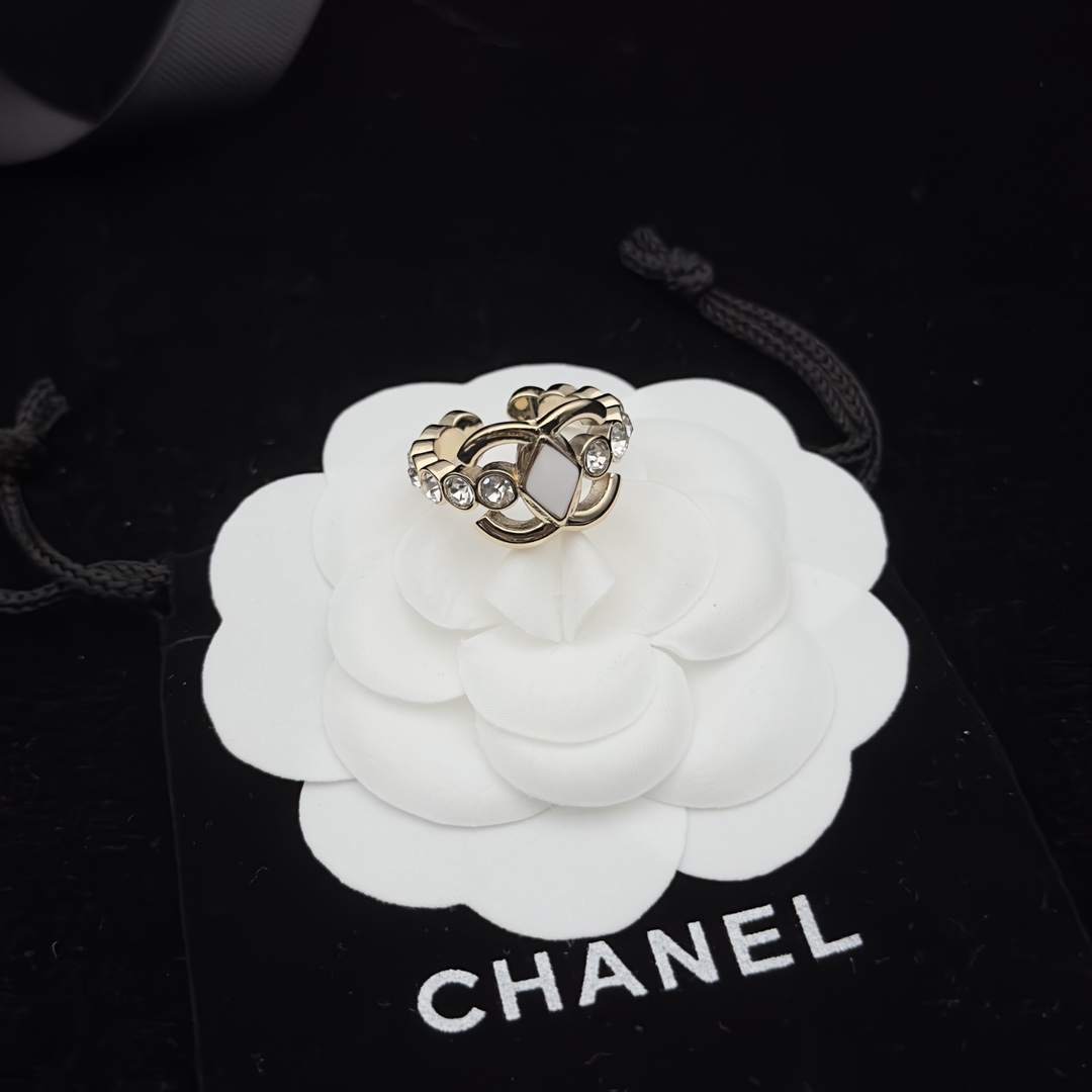 Gold-Tone Openwork Ring with Crystal Accents