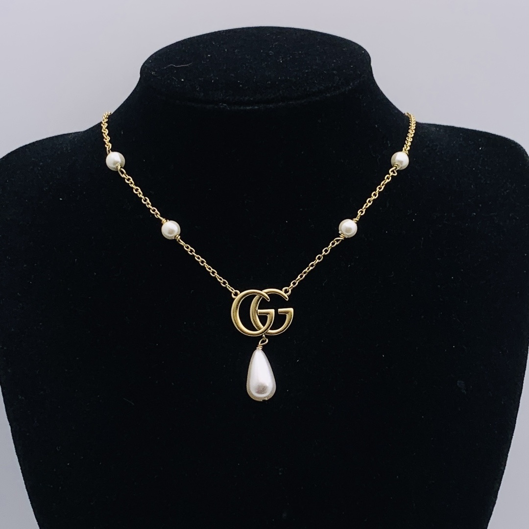 Gold-Tone Geometric & Pearl Jewelry Set: Necklace, Bracelet & Earrings