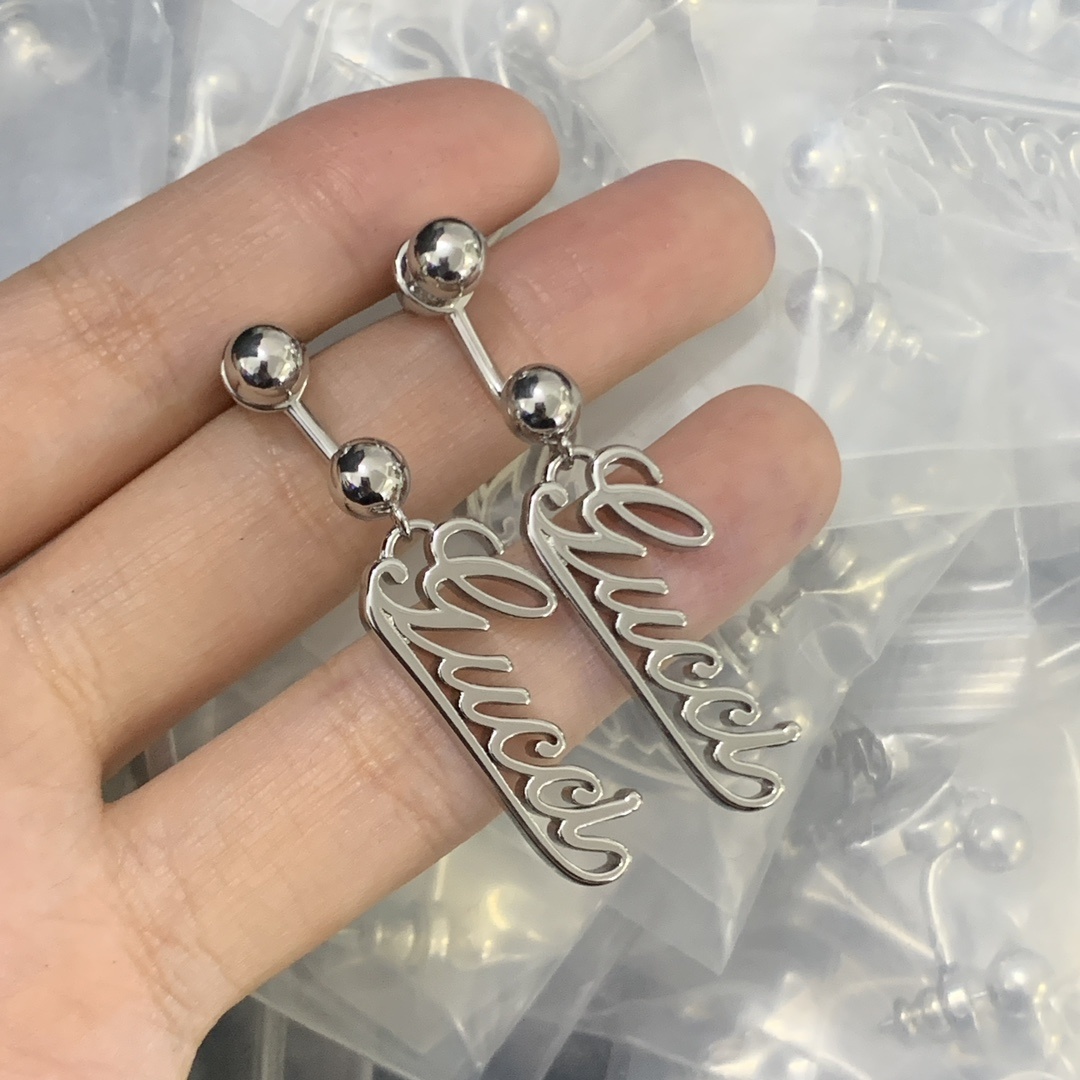 Silver-Tone Script Letter Jewelry Set: Necklace, Bracelet & Earrings