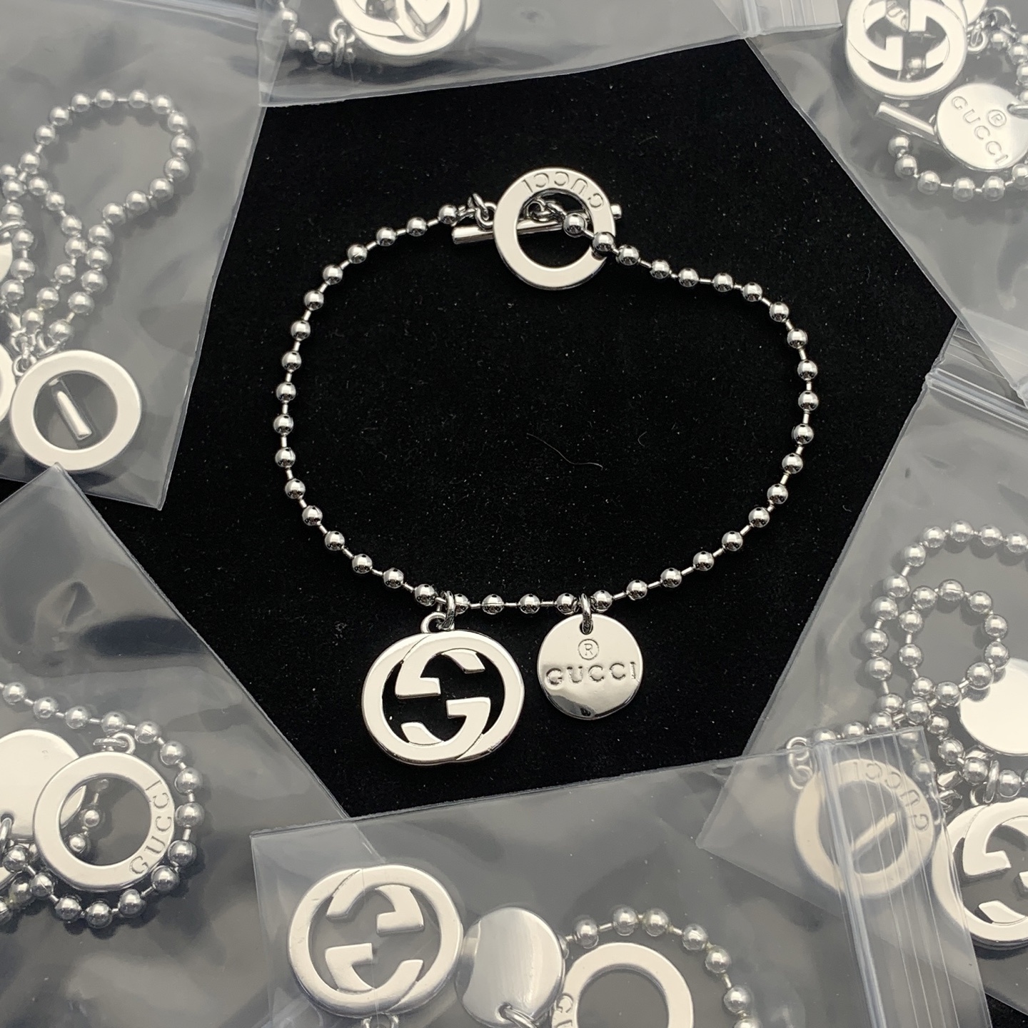 Gold-Tone Beaded Jewelry Set: Necklace & Bracelet