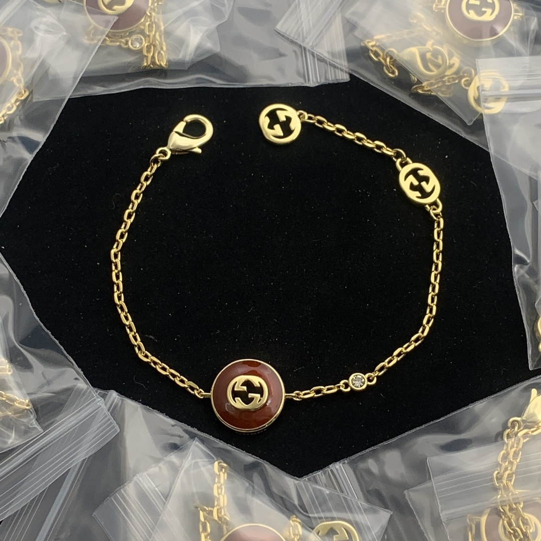Gold-Tone Enamel Jewelry Set: Necklace, Bracelet & Ring