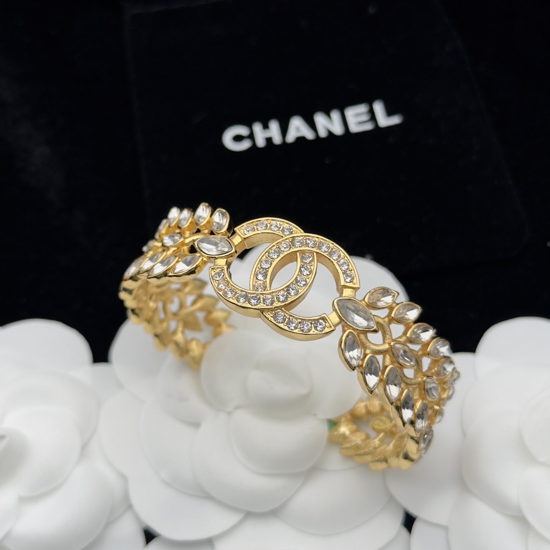 Gold-Tone Statement Jewelry Set: Open Cuff & Brooch