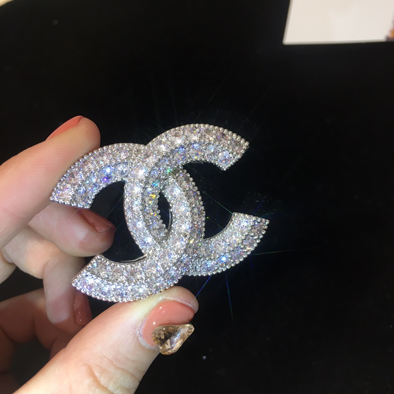 Silver-Tone Double-Loop Brooch with Full Pavé Crystals