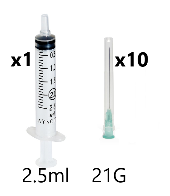 2.5ml Syringe +10 Needles 21G