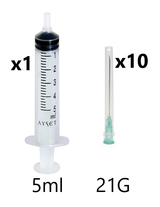 5ml Syringe +10 Needles 21G