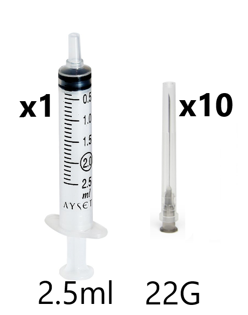 2.5ml Syringe +10 Needles 22G
