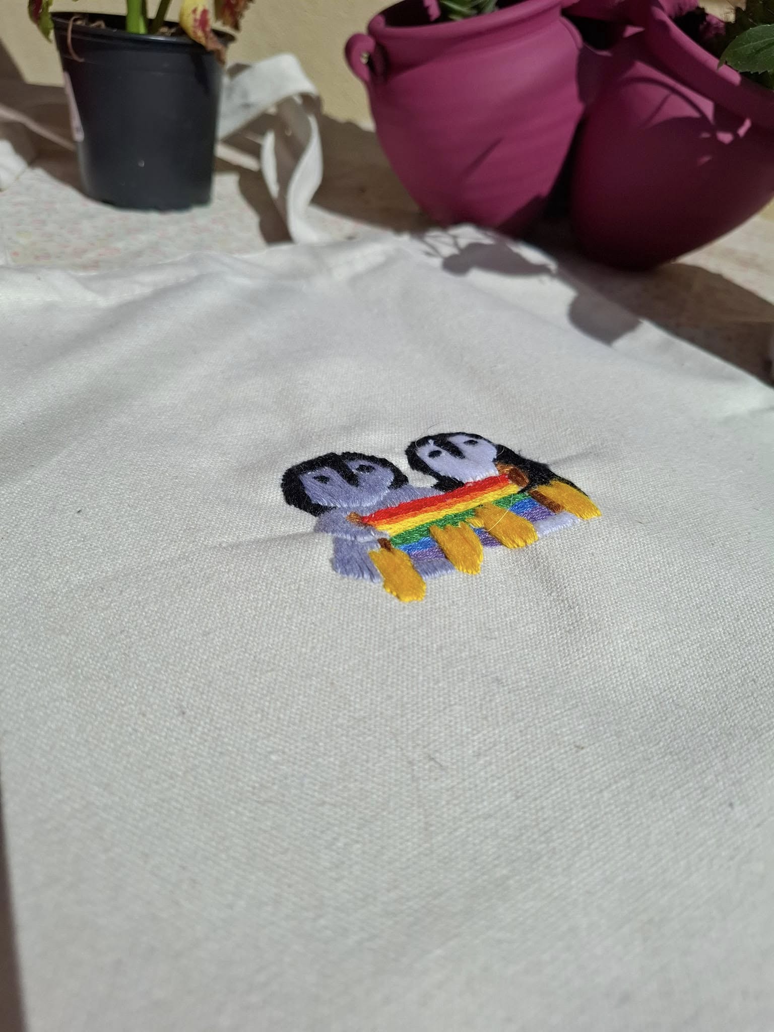 Embroidered Tote Bag - Penguins