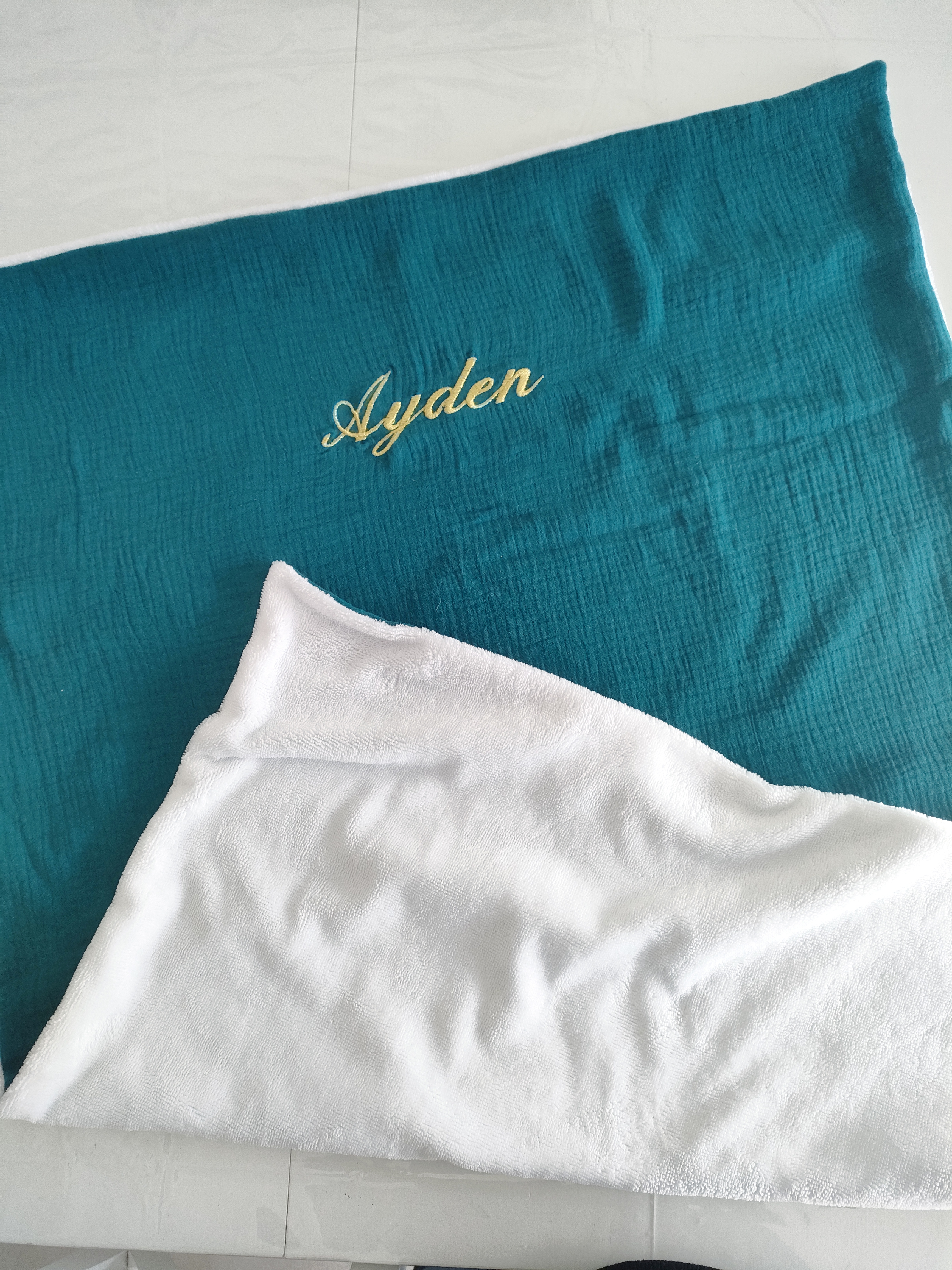 Couverture bébé bleu océan