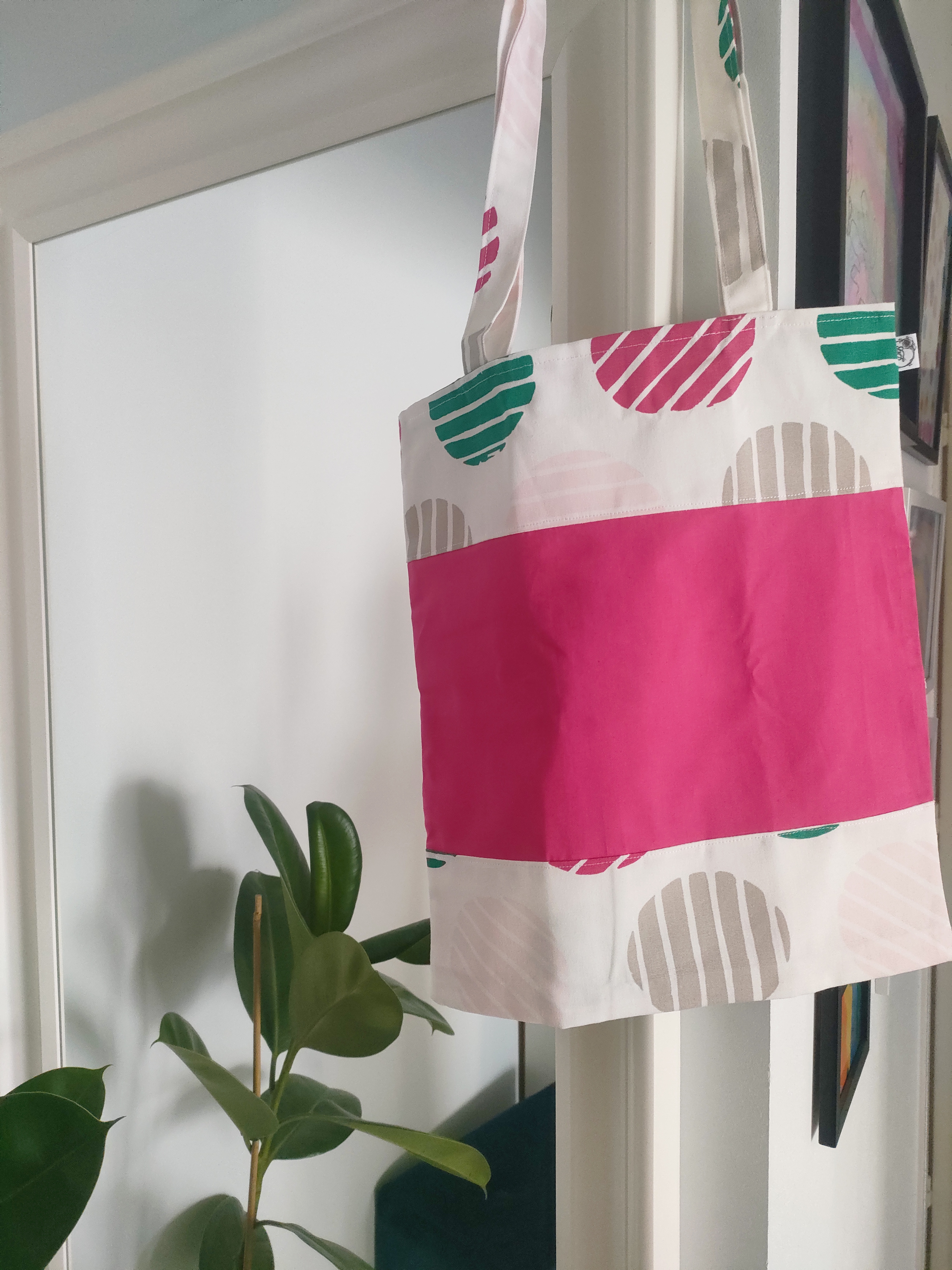 Tote-bag personnalisable cercle rose fushia