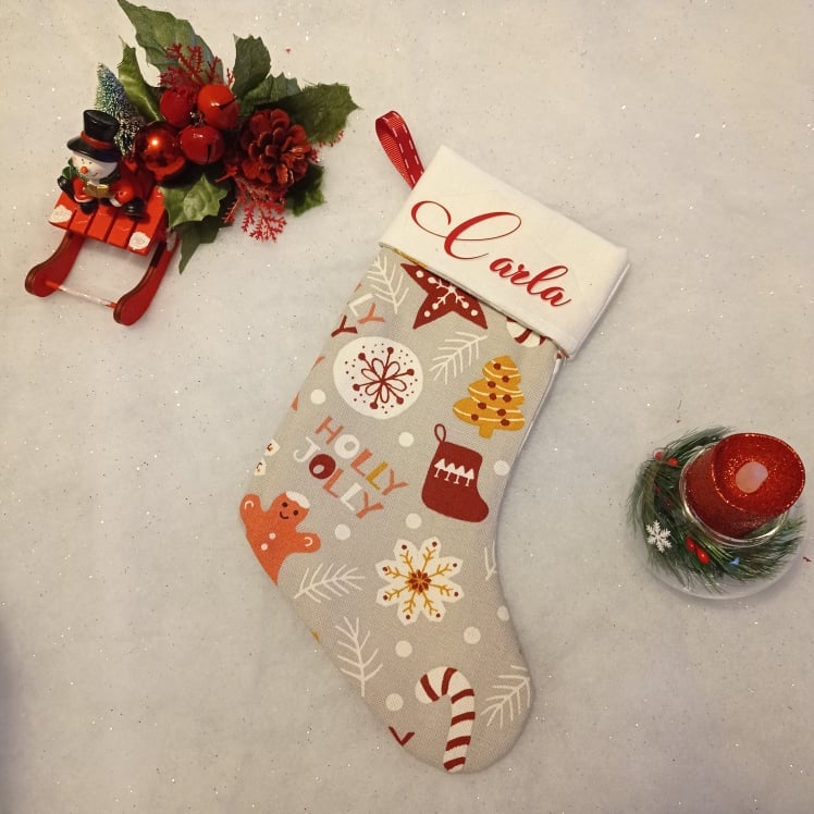 Chaussette de Noël Holly jolly