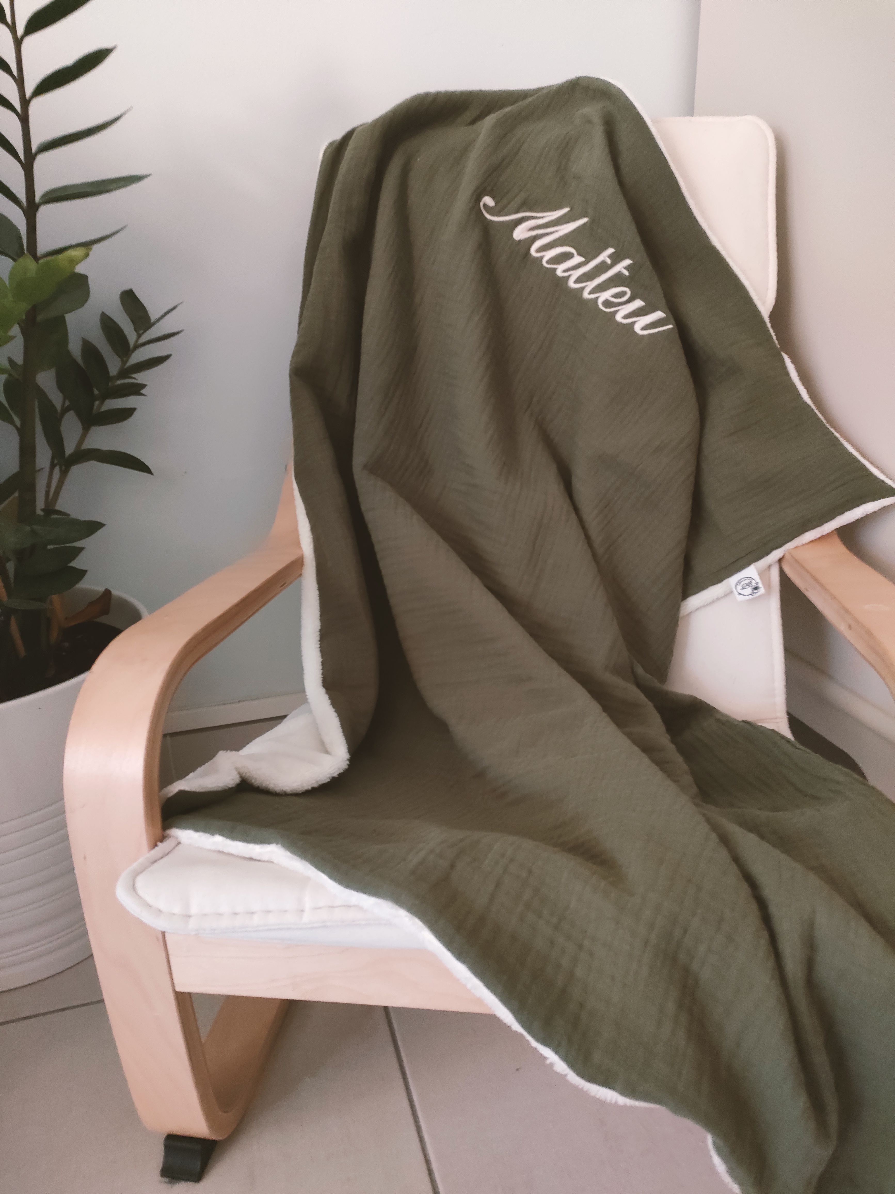 Couverture bébé kaki