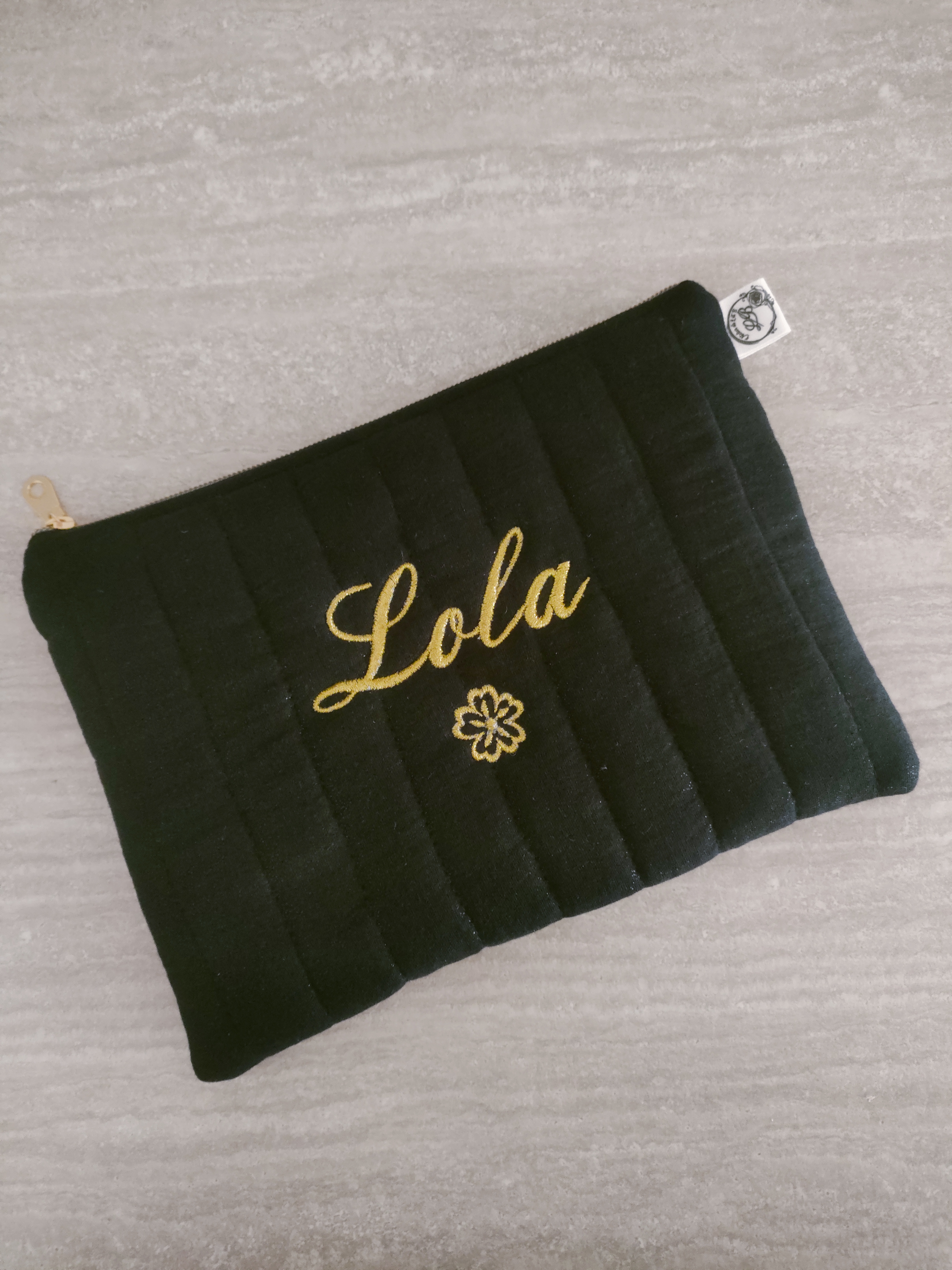 Pochette plate noir pailleté