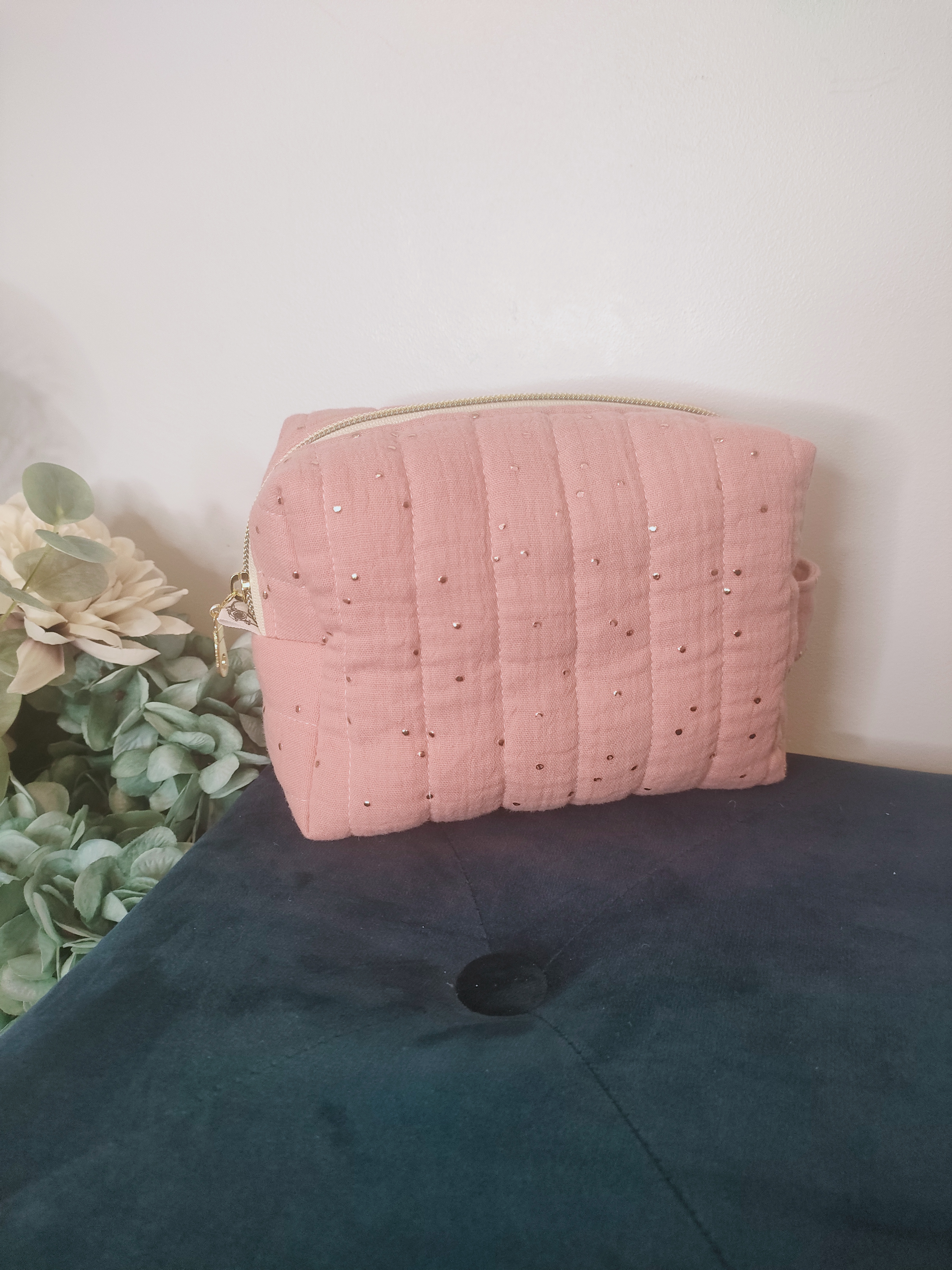 Trousse de toilette vieux rose