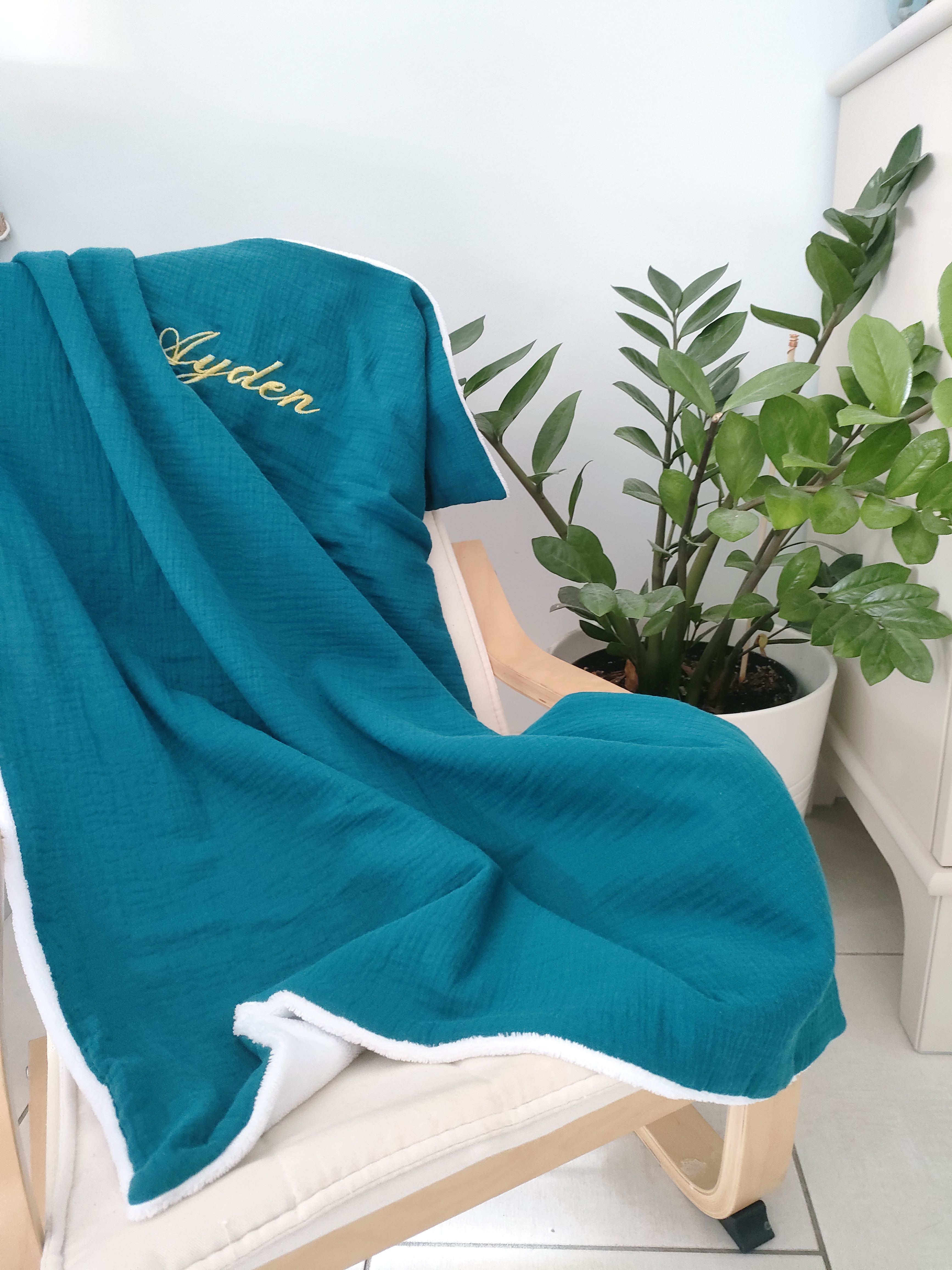 Couverture bébé bleu océan