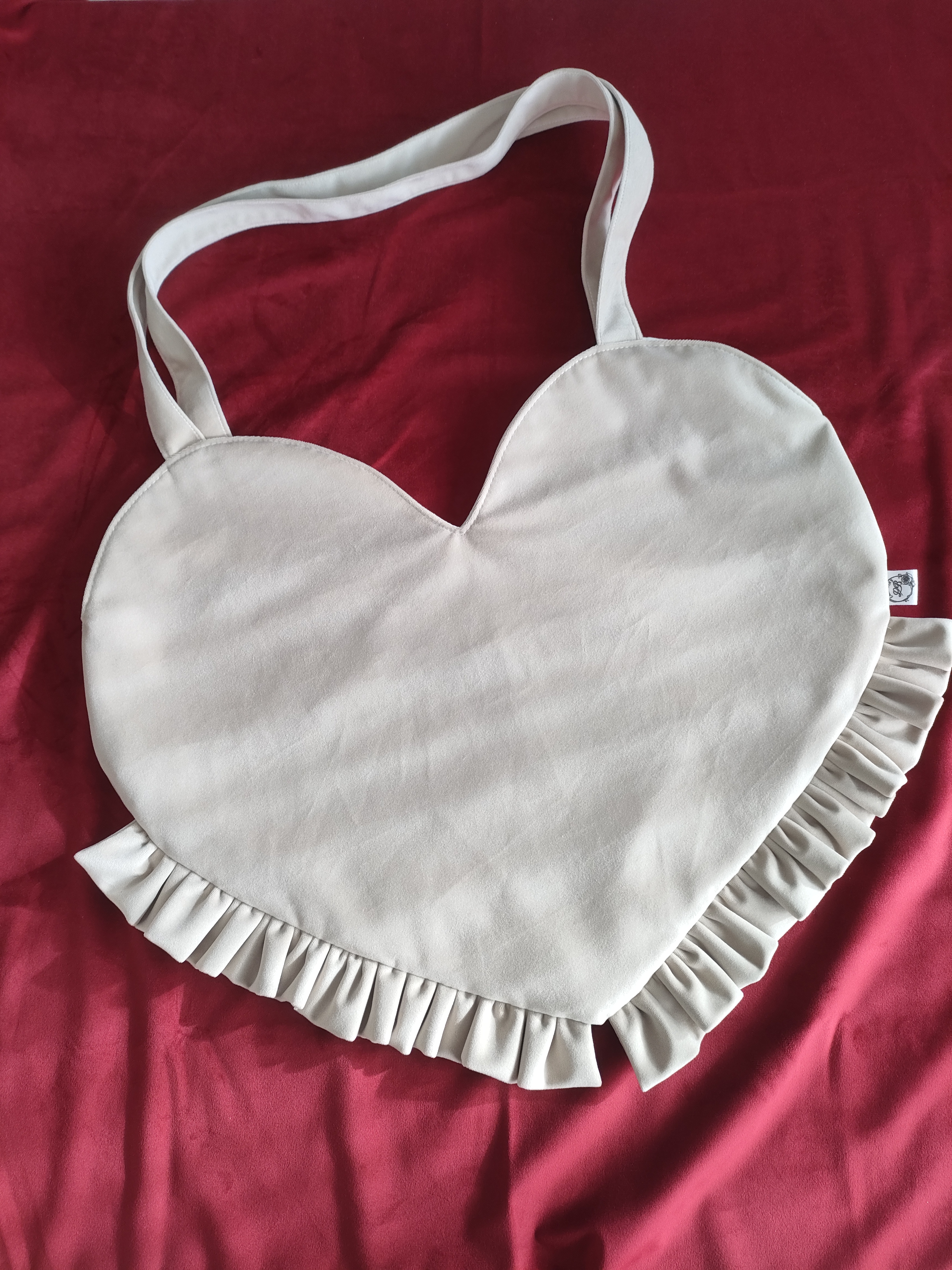 Sac cœur velours crème