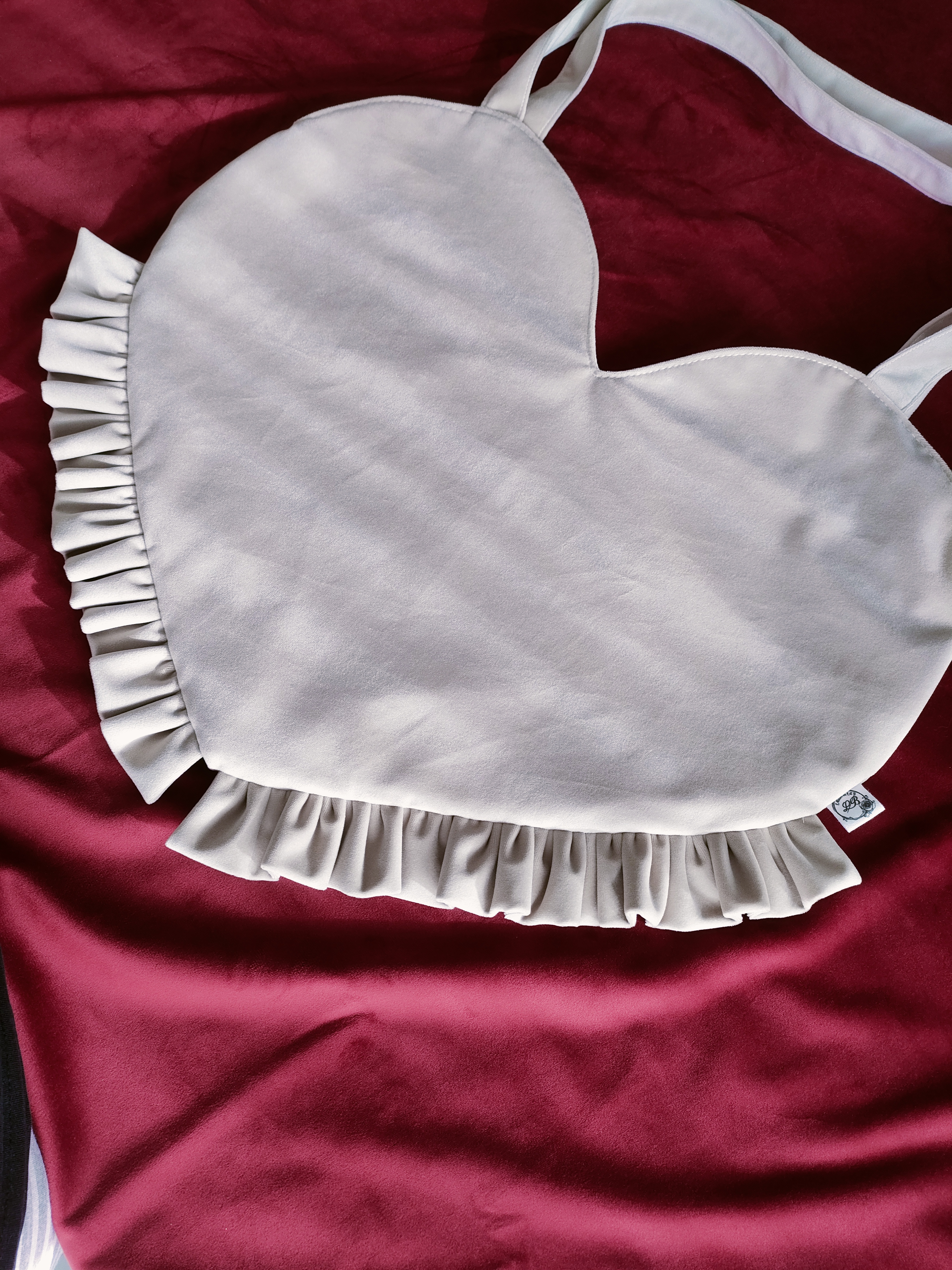 Sac cœur velours crème