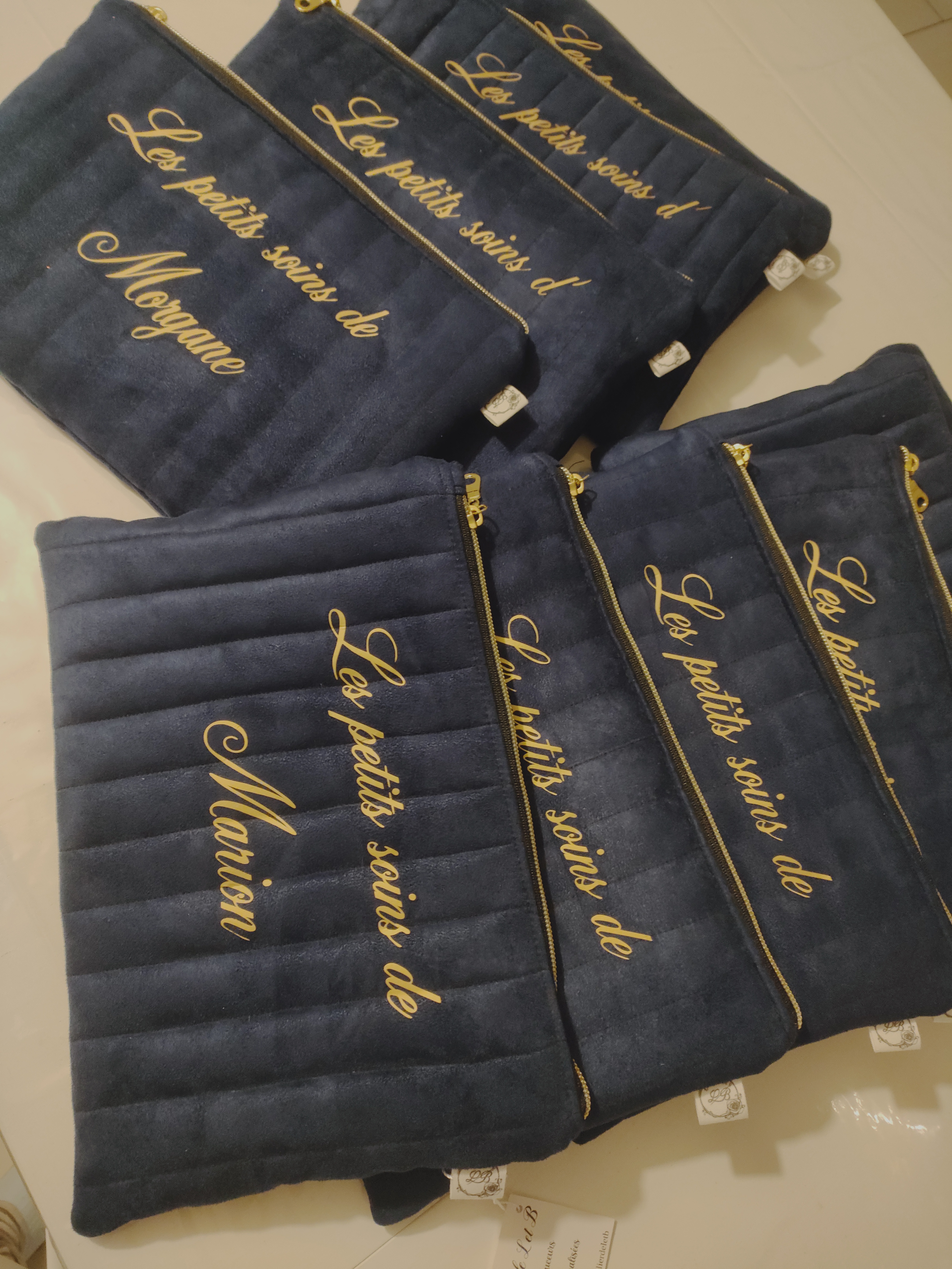 Pochette plate velours marine