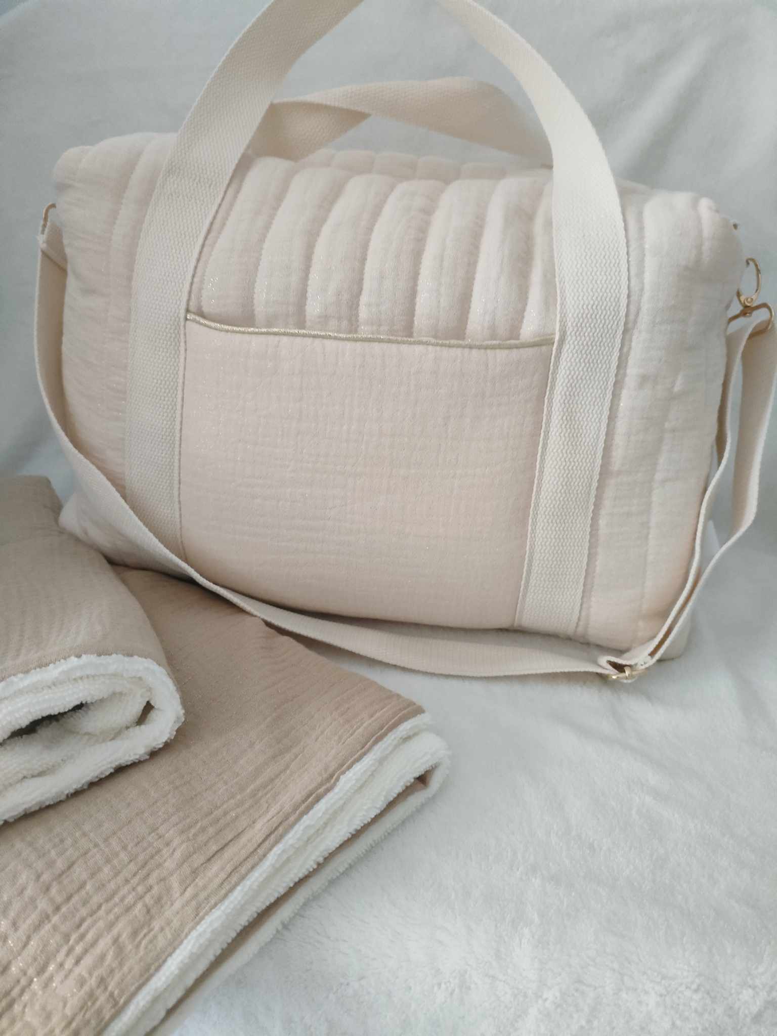 Sac à langer écru pailleté