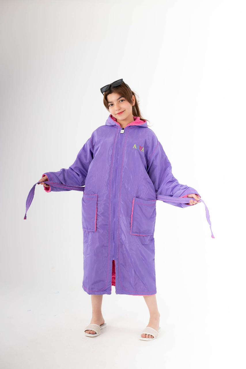 Children's Purple Hooded Bathrobe