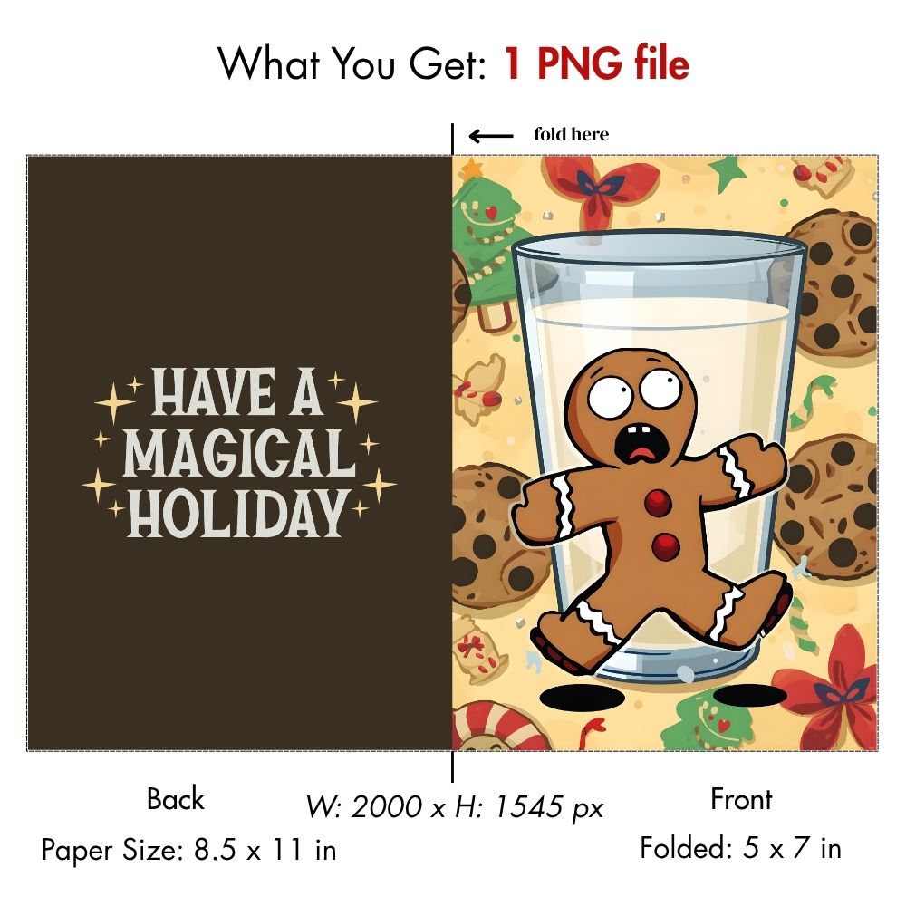 Funny Christmas Card — Gingerbread Man Panic Digital Download | Printable Holiday Card, Instant Download