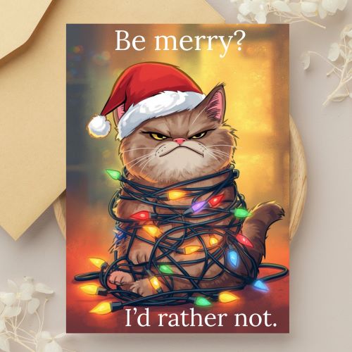 Funny Grumpy Cat Christmas Card | Printable Holiday Humor (PDF, JPG)