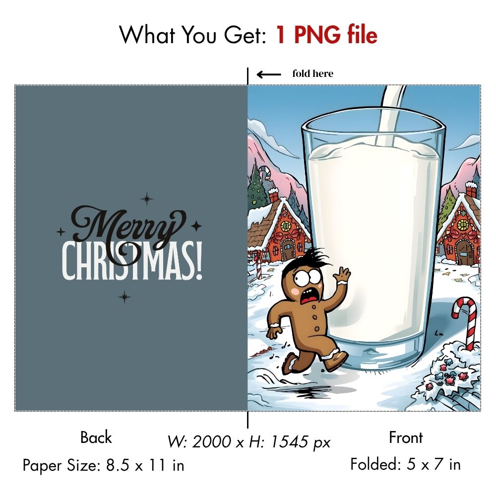 Funny Gingerbread Man Christmas Card — Printable Digital Download, Instant Print-at-Home Holiday Card for Adults