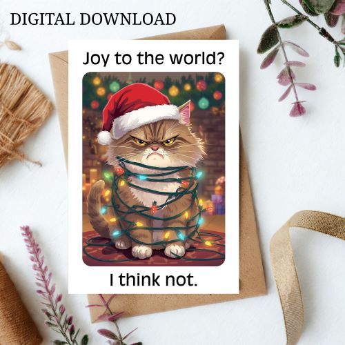 Funny Grumpy Cat Christmas Card | Holiday Humor (Printable)