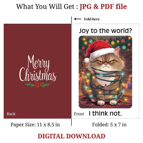 Funny Grumpy Cat Christmas Card | Holiday Humor (Printable)