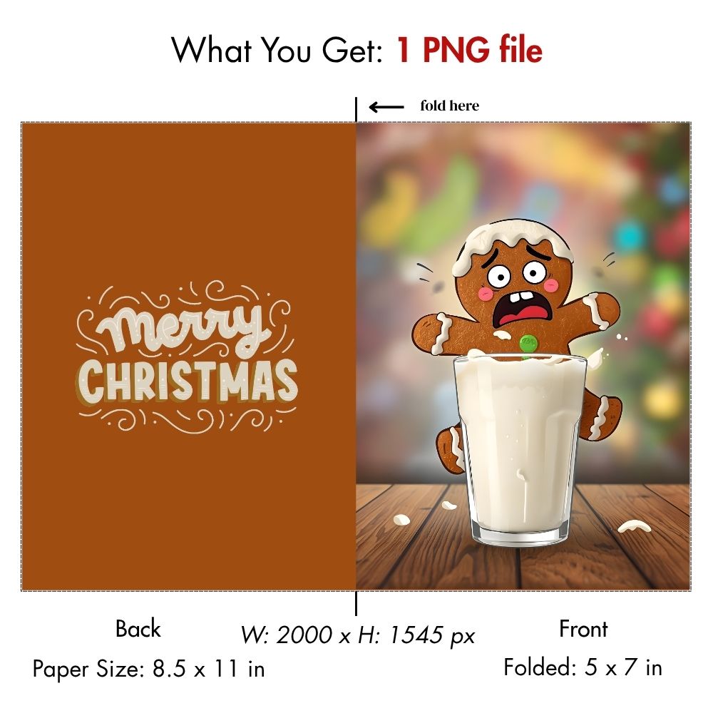 Funny Gingerbread Man Christmas Card — Printable Digital Download | Hilarious Holiday Card for Adults & Kids