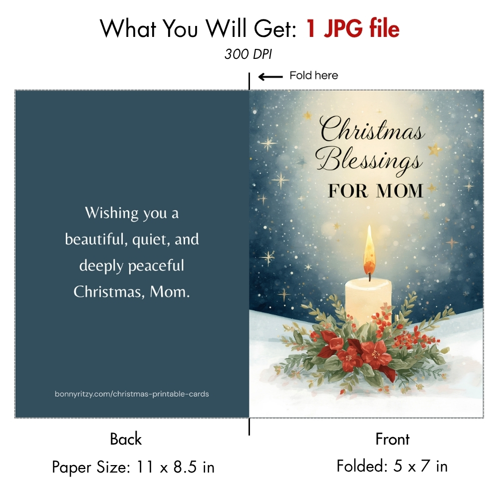 Printable Christmas Card for Mom - Instant Download Christmas Blessing