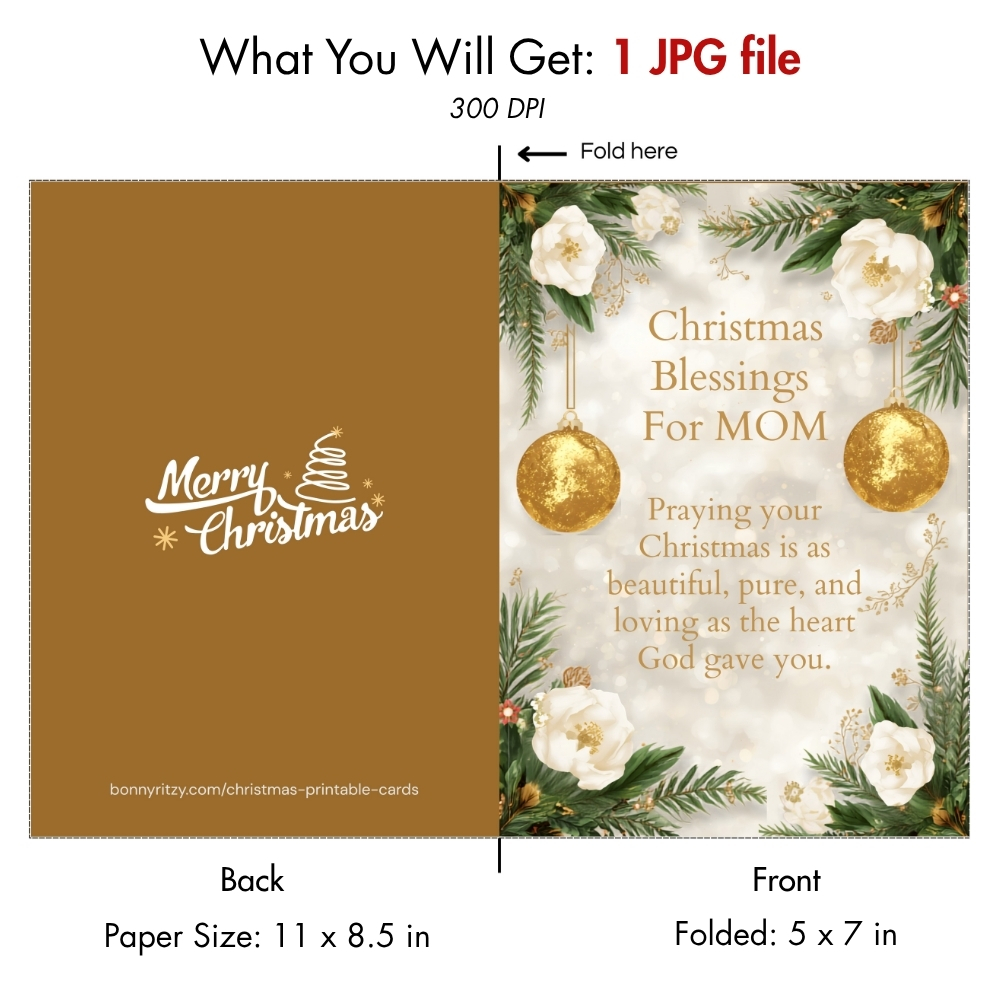 Printable Christmas Blessings Card for Mom