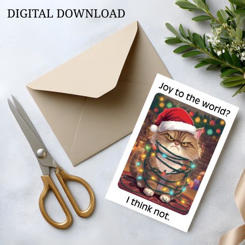 Funny Grumpy Cat Christmas Card | Holiday Humor (Printable)