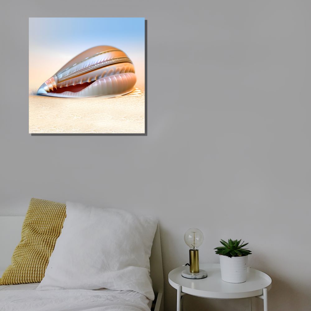 Cowrie Seashell Art Print Coastal Ocean Theme