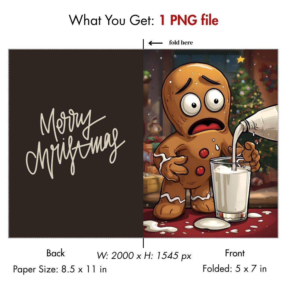 Funny Christmas Card Printable — Gingerbread Man Panic (Digital Download)