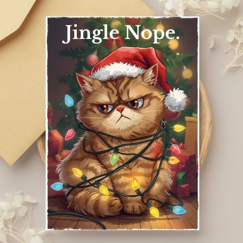Funny Grumpy Cat Christmas Card | Sarcastic Holiday Humor (Digital Download)