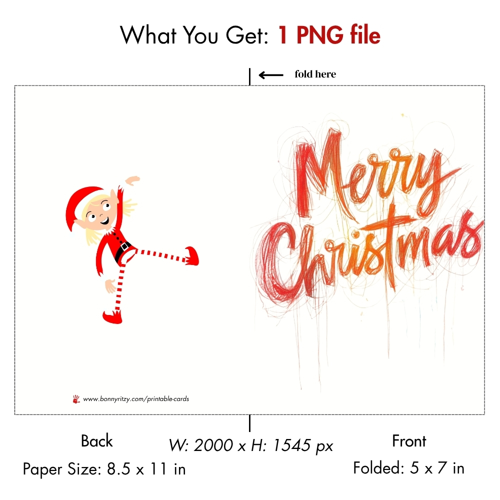 Printable Christmas Cards | Digital Download Holiday Card Template | Instant Access Christmas Card Design | Bonny Ritzy
