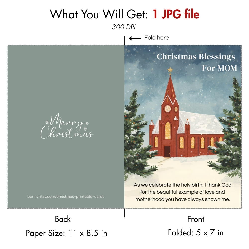 Printable Religious Christmas Card for Mom