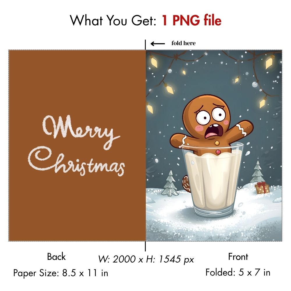 Funny Gingerbread Man Christmas Card — Printable Digital Download