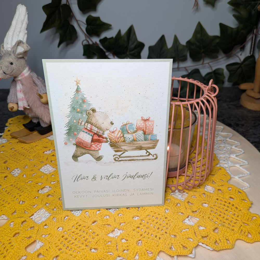 Iloinen & valoisa joulu -joulukortti