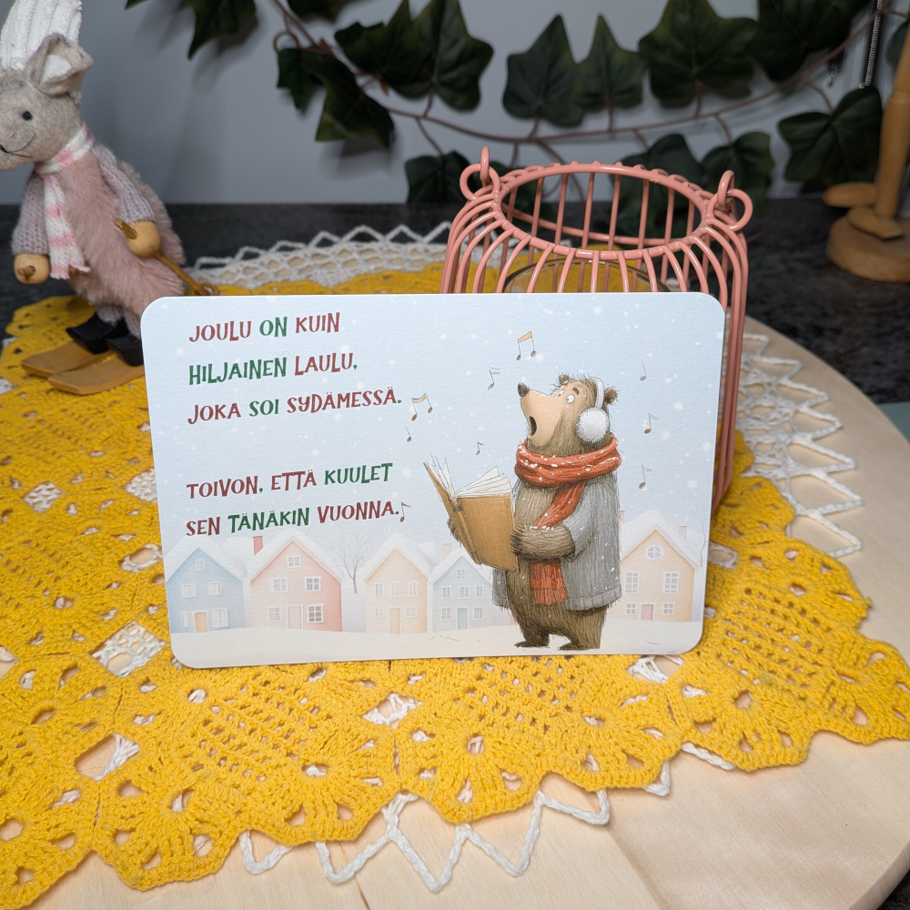 Joulun hiljainen laulu -joulukortti