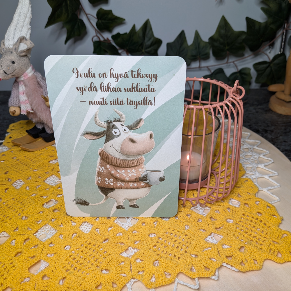 Suklaalehmä -joulukortti