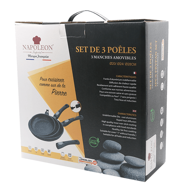 🥘Set de 3 poêles Ø20 – 24 – 28 cm